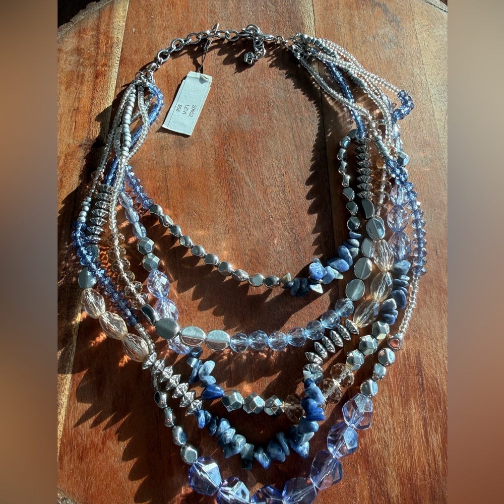 New Premier Designs blue multi strand Levi necklace